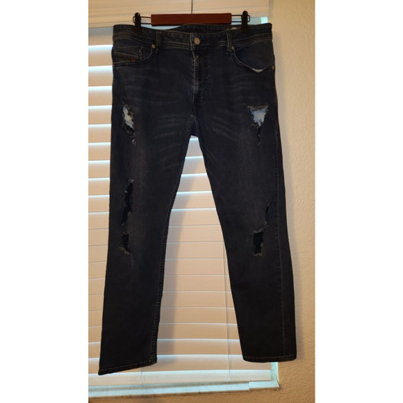 Diesel Thommer Distressed Leg Denim Dark Navy Jeans Sz 34x30 $195 - Picture 1 of 11